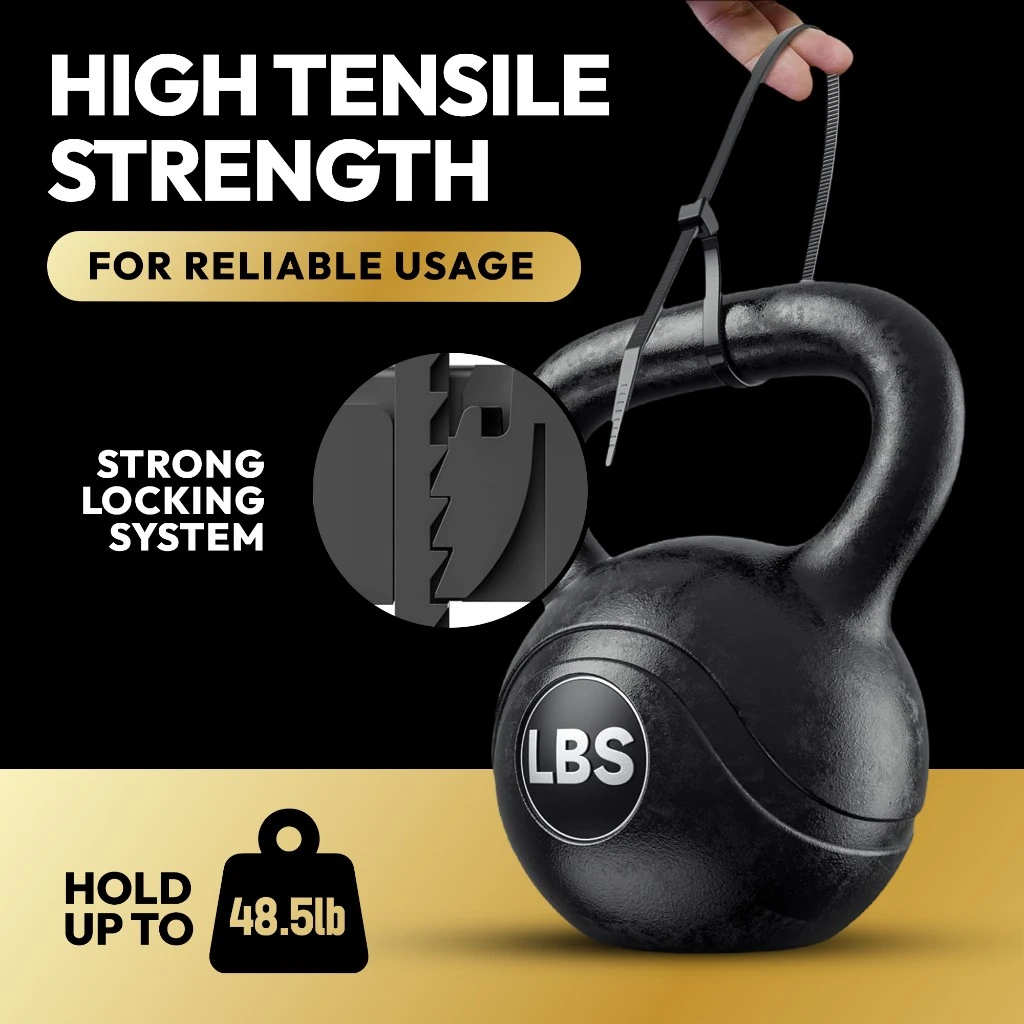 Cable King promotional graphic showing a cable tie holding a kettlebell